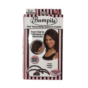 BUMPITS HAIR VOLUMIZING INSERTS DARK BROWN/BLACK SET OF 3 AS SEEN ON TV NWT